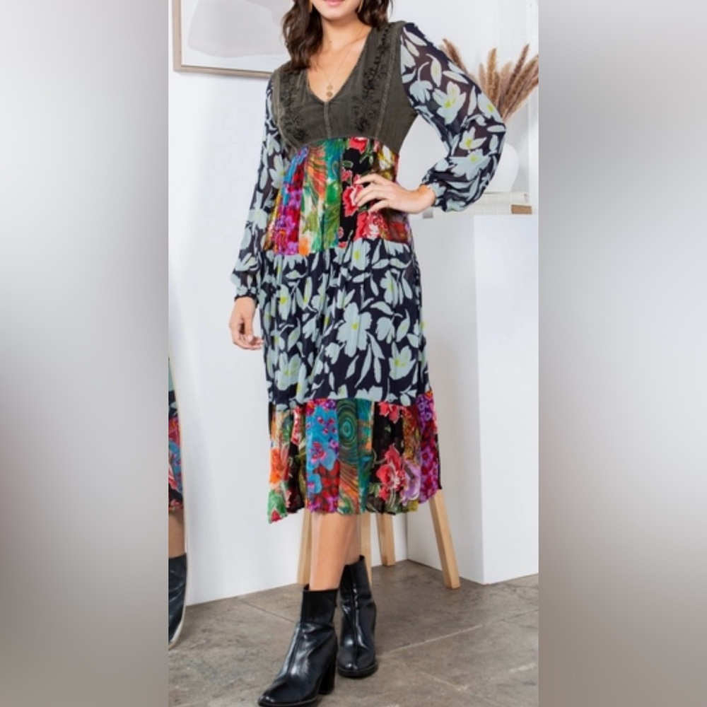 Floral Patchwork Maxi Dress
